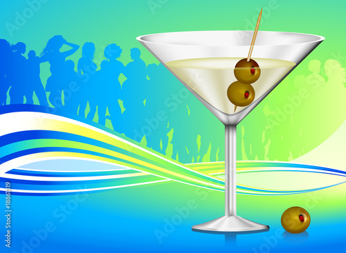 martini glass with olives