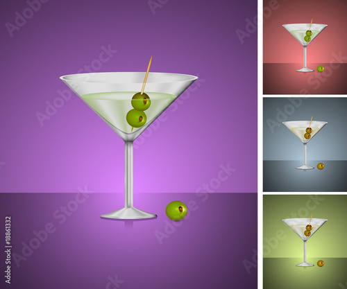 martini glass with olives