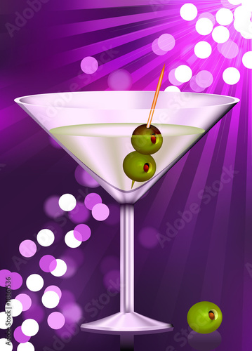 martini glass with olives