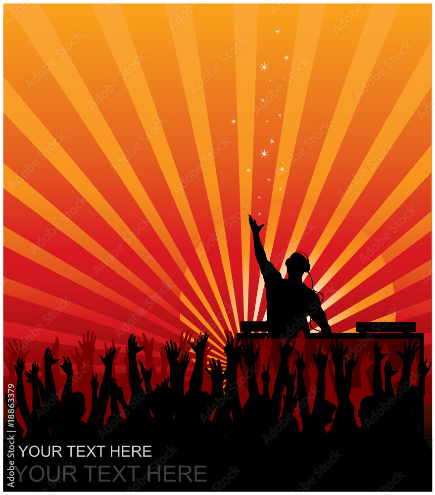 Dj cheering audience vector background Dj cheering audience vector background