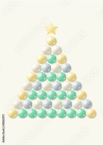 Weihnachtsbaum aus pastellfarbenen Kugeln