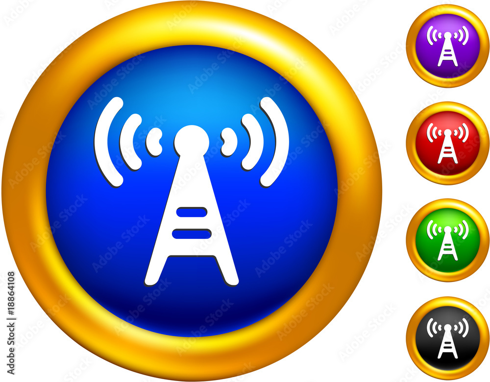 radio tower icon on buttons with golden borders radio tower icon on buttons with golden borders