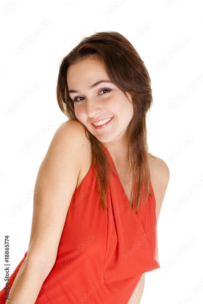 Portrait of a young woman flirting isolated on white Portrait of a young woman flirting isolated on white