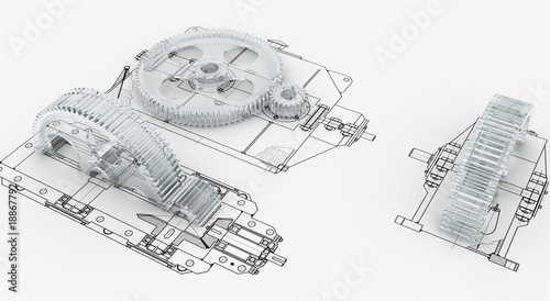 mechanical sketch with gears