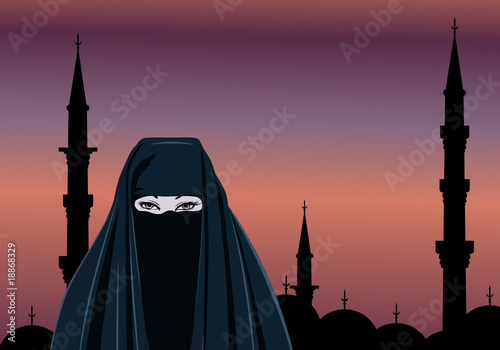 Vector illustration of a woman in traditional iranian clothing