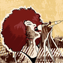 Handdoek met foto Muziekband jazz singer  © Isaxar
