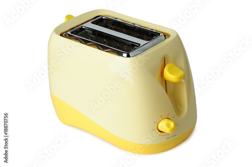 Yellow toaster isolated on white.