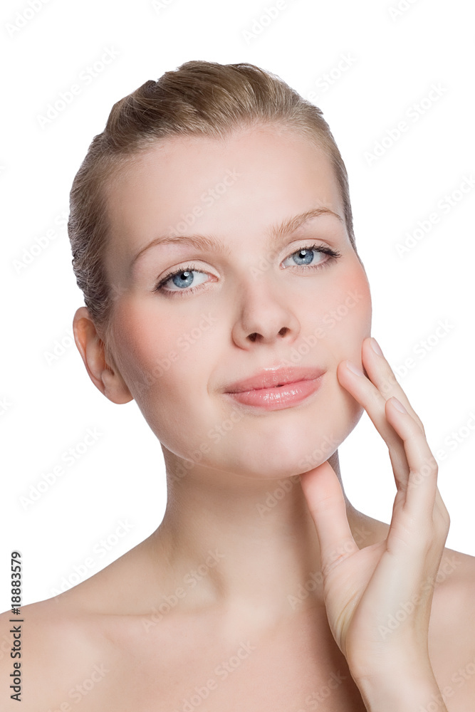 woman touching with her hand the healthy skin woman touching with her hand the healthy skin