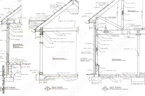 Sectional blueprint detail drawings