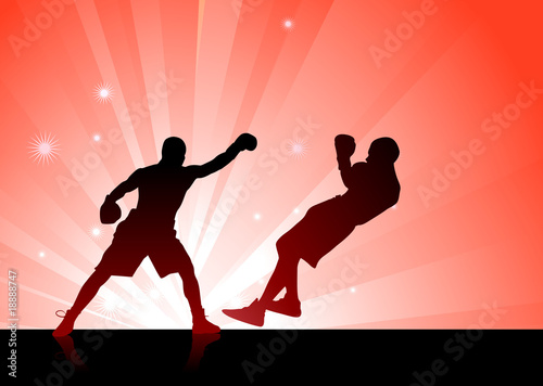boxing on red background