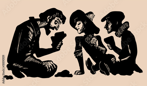 card gambling etching