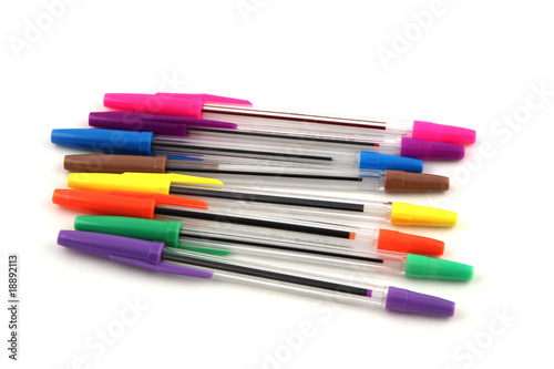 Pens on a white background.