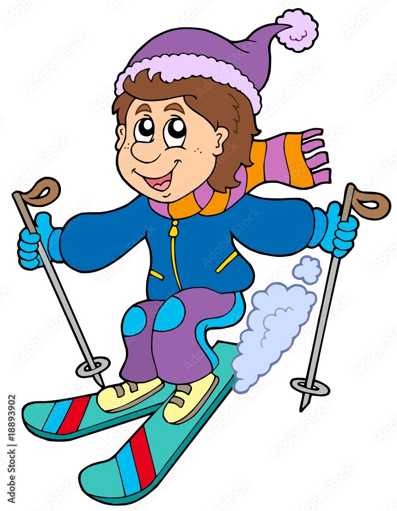 Cartoon skiing boy Cartoon skiing boy