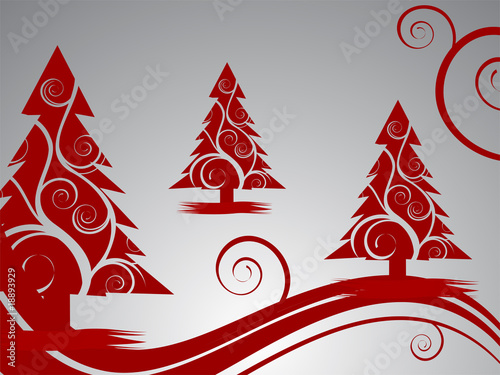 Silberner Hintergrund mit roten Weihnachtsbäumen