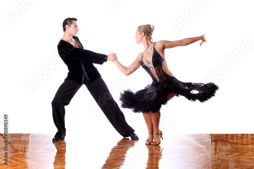dancers in ballroom against white background Fototapeta