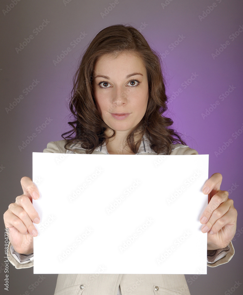 Businesswoman with Blank Sign Businesswoman with Blank Sign