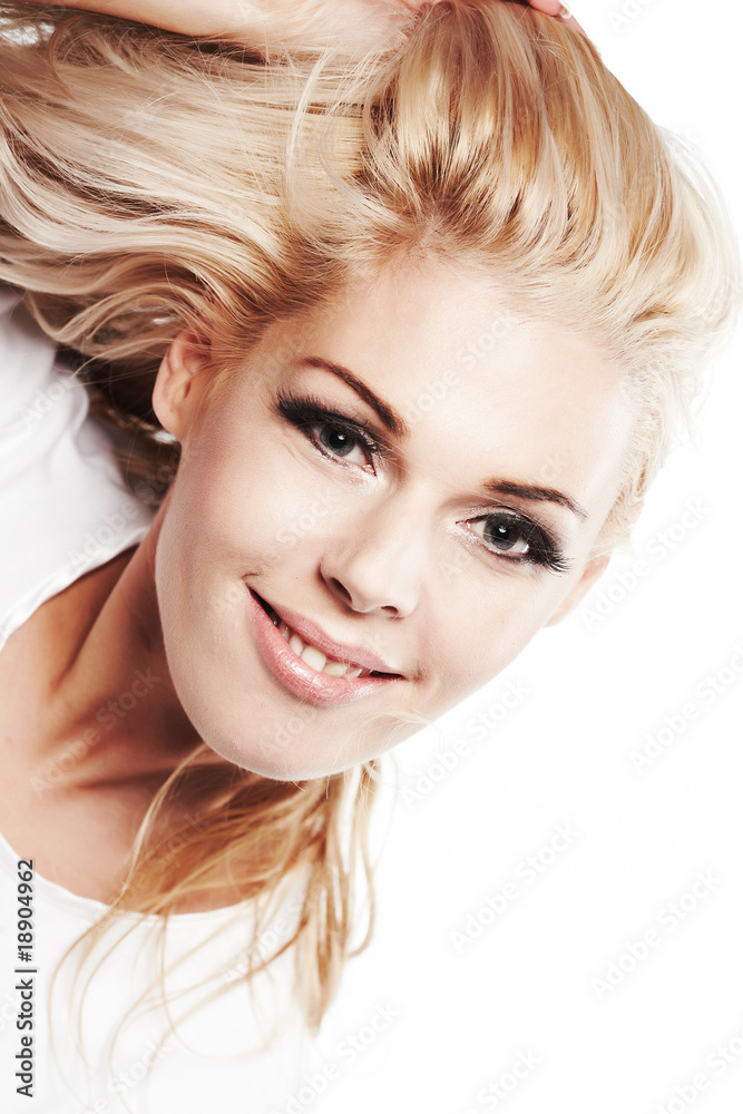 Portrait of the laughing pretty blonde isolated Portrait of the laughing pretty blonde isolated
