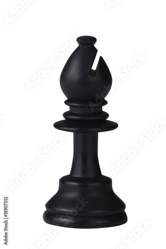 Photo plastic black chess bishop isolated on white background