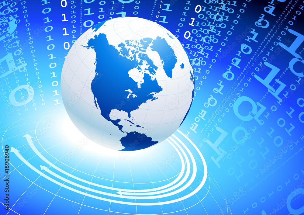 Globe on blue internet background Globe on blue internet background