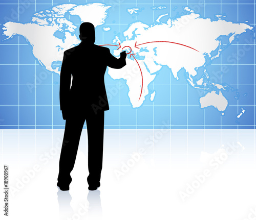 businessman with world internet background