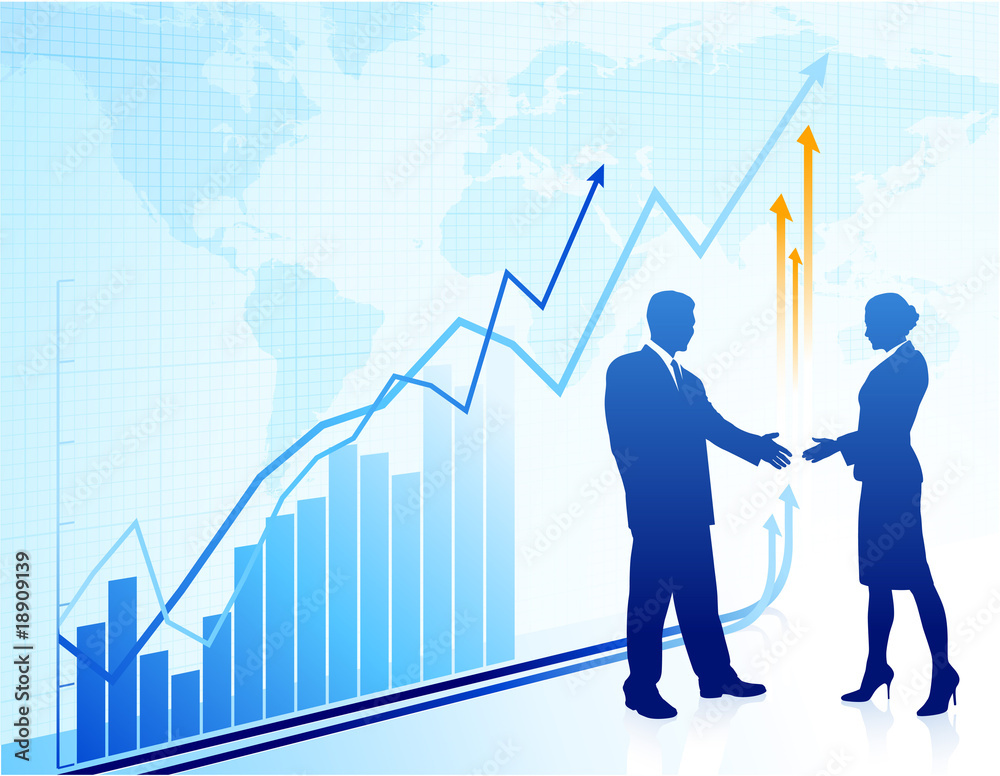 Business greeting background with world map Business greeting background with world map