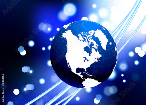 Globe with fiber optic cable internet background