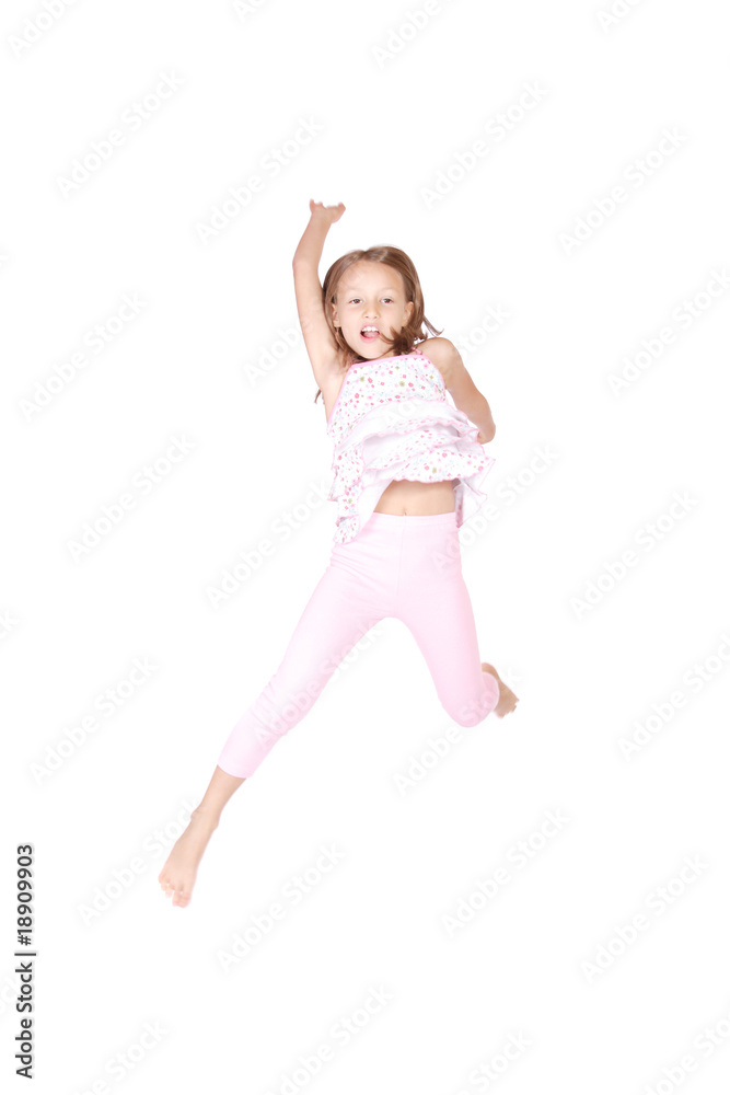 Little girl jumps