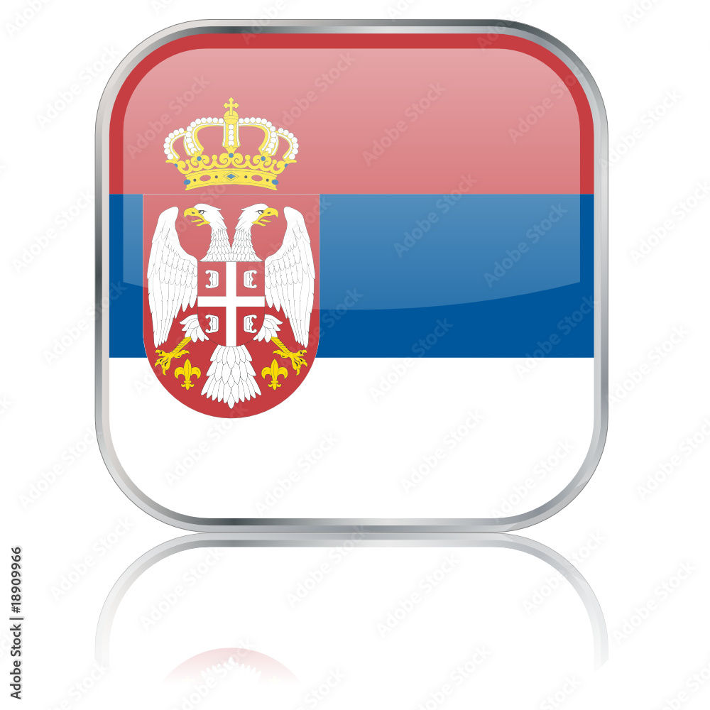 Obraz premium Serbian Flag Square Button (Serbia Serb Republika Srbija Vector)
