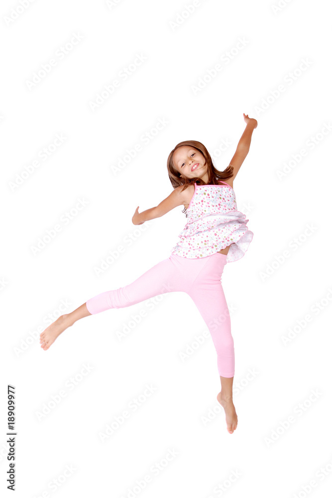 Little girl jumps