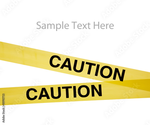 Yellow caution tape on white with copy space