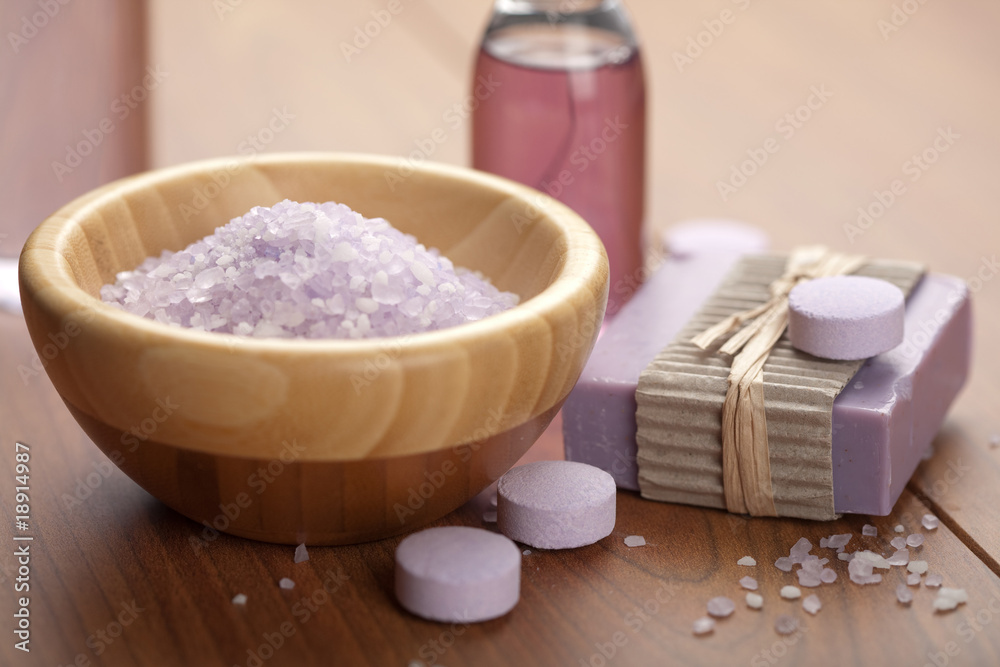 herbal salt and soap. spa and body care background herbal salt and soap. spa and body care background