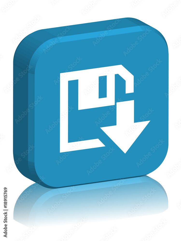 Bouton carré en 3D avec reflet 