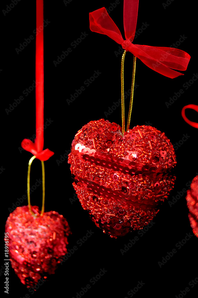 Christmas red hearts hanging Christmas red hearts hanging