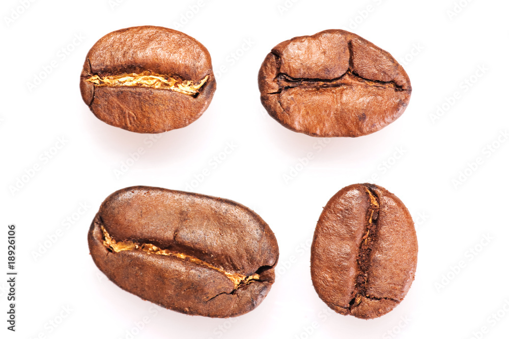 fragrant fried coffee beans on white fragrant fried coffee beans on white