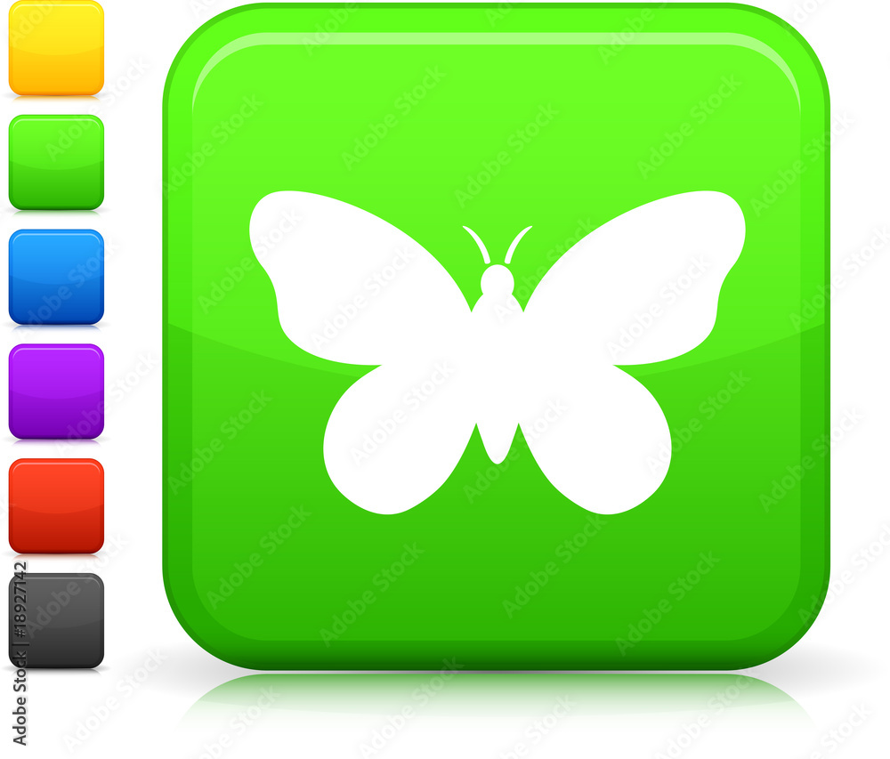 butterfly icon on square internet button