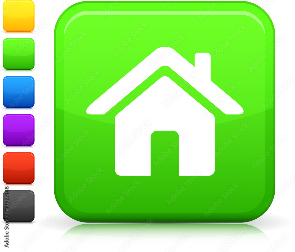 green housing icon on square internet button green housing icon on square internet button