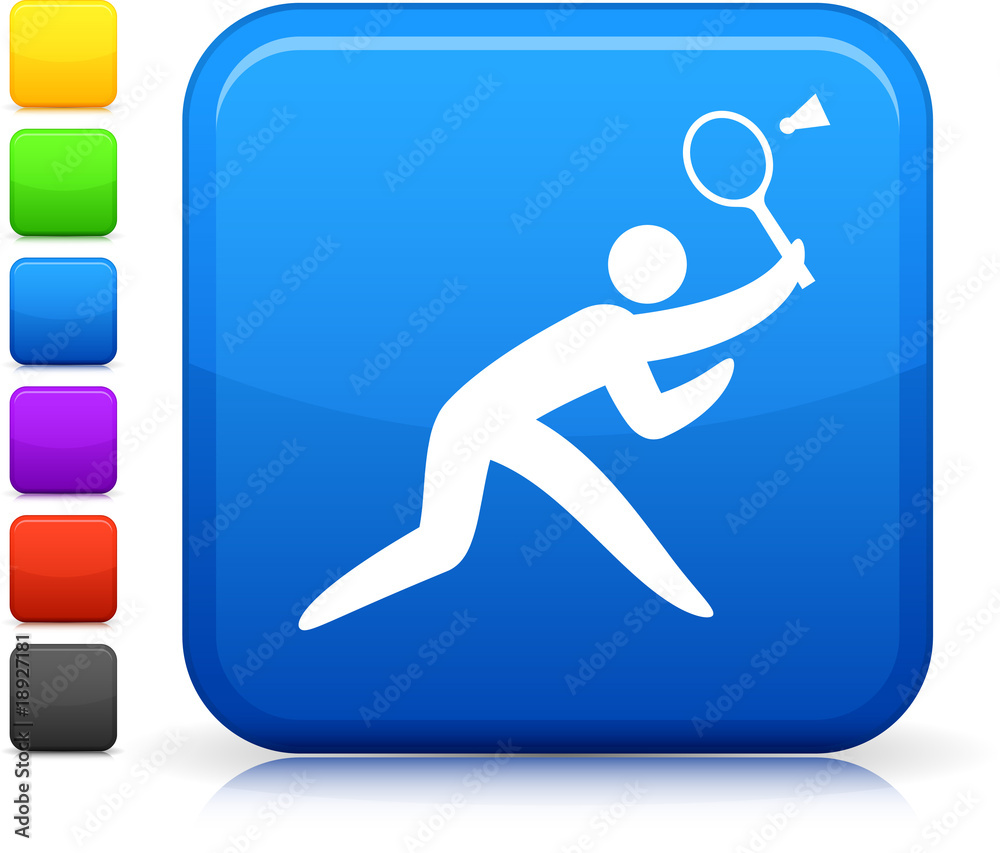 badminton icon on square internet button badminton icon on square internet button