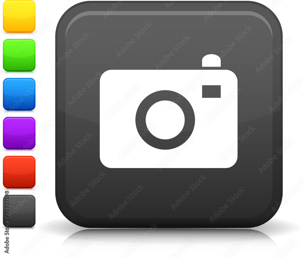 photo camera icon on square internet button