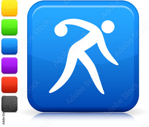 bowling icon on square internet button