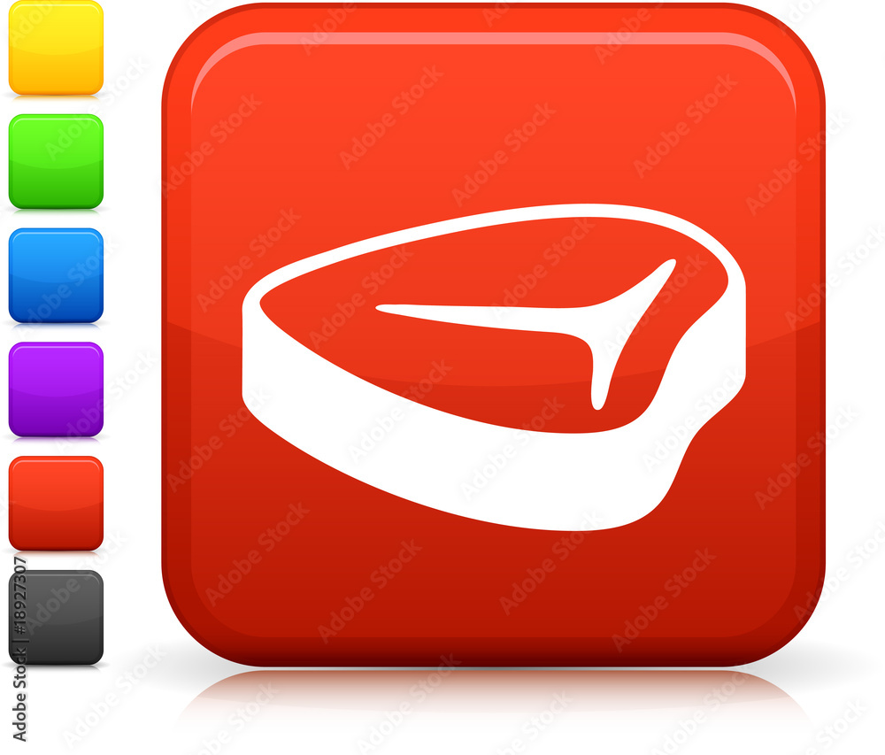 steak icon on square internet button steak icon on square internet button
