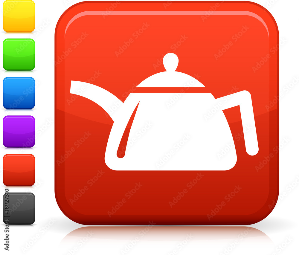 teapot icon on square internet button teapot icon on square internet button