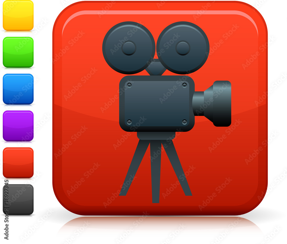 Video /film camera icon on square internet button Video /film camera icon on square internet button
