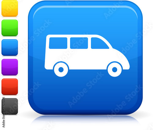 Mini Van icon on square internet button