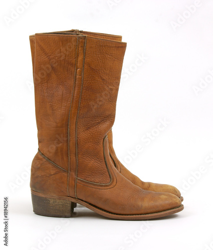 Old heeled leather boots
