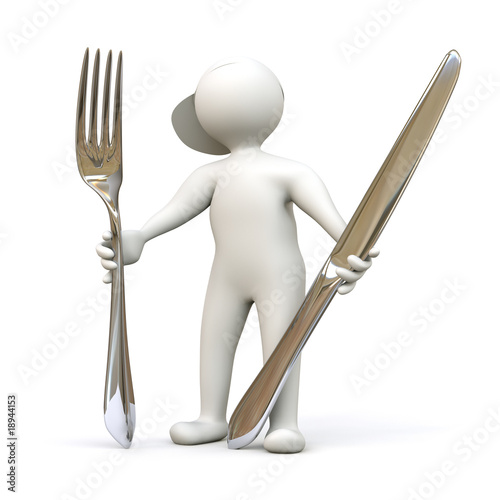 3D Man with Cutlery