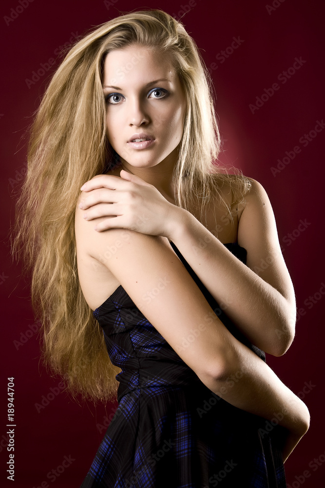 Naklejka premium beautiful girl with long hair