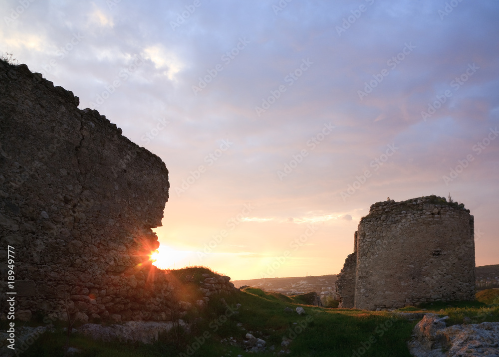 Crimean ancient fortress sunset view (Ukraine)
