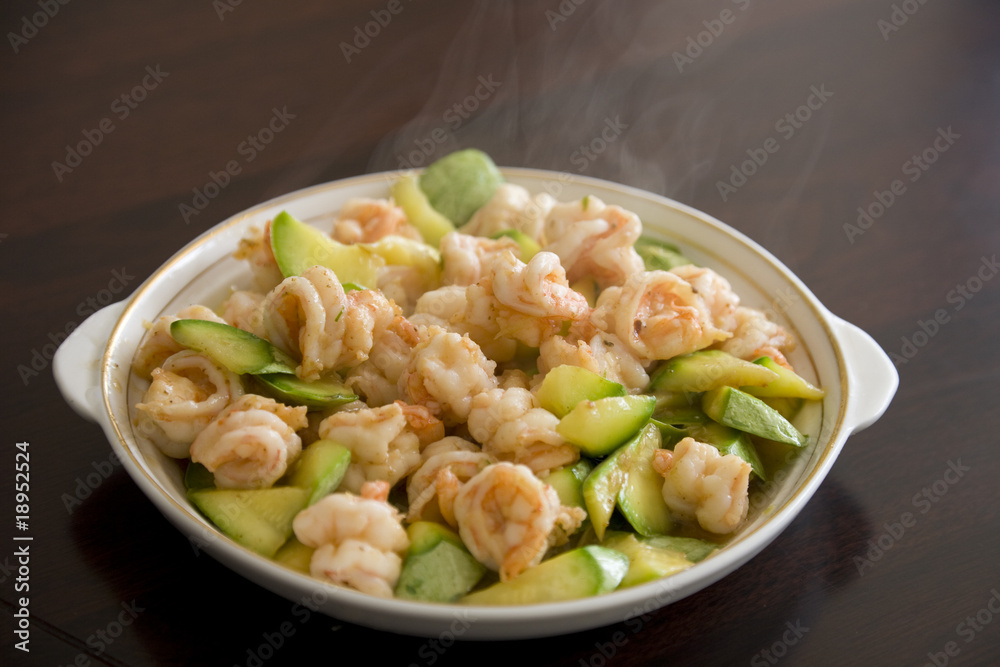 Chinese food - stir-fried shrimps Chinese food - stir-fried shrimps