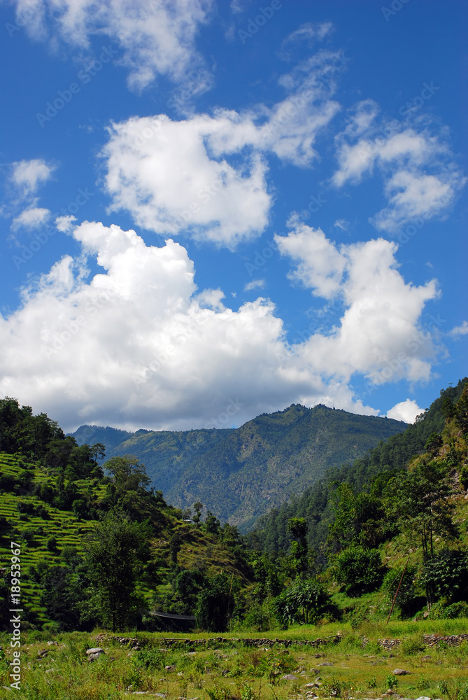 beautiful mountain rural landscapes of himalayas,nepal