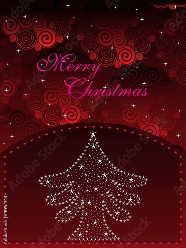 spiral pattern background with xmas tree